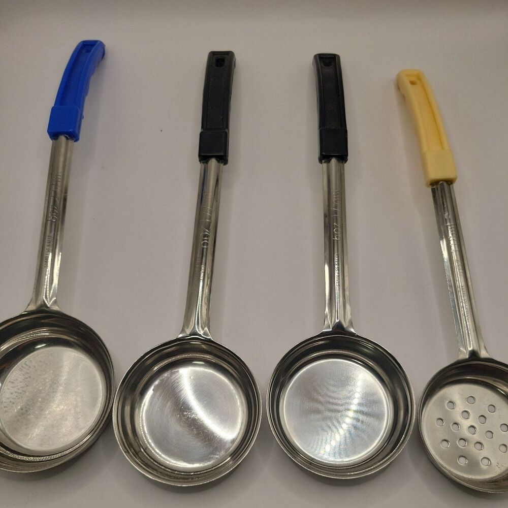 4 Pcs Portion Control Serving Spoons Portion Scoops Cups Solid and Slotted St...